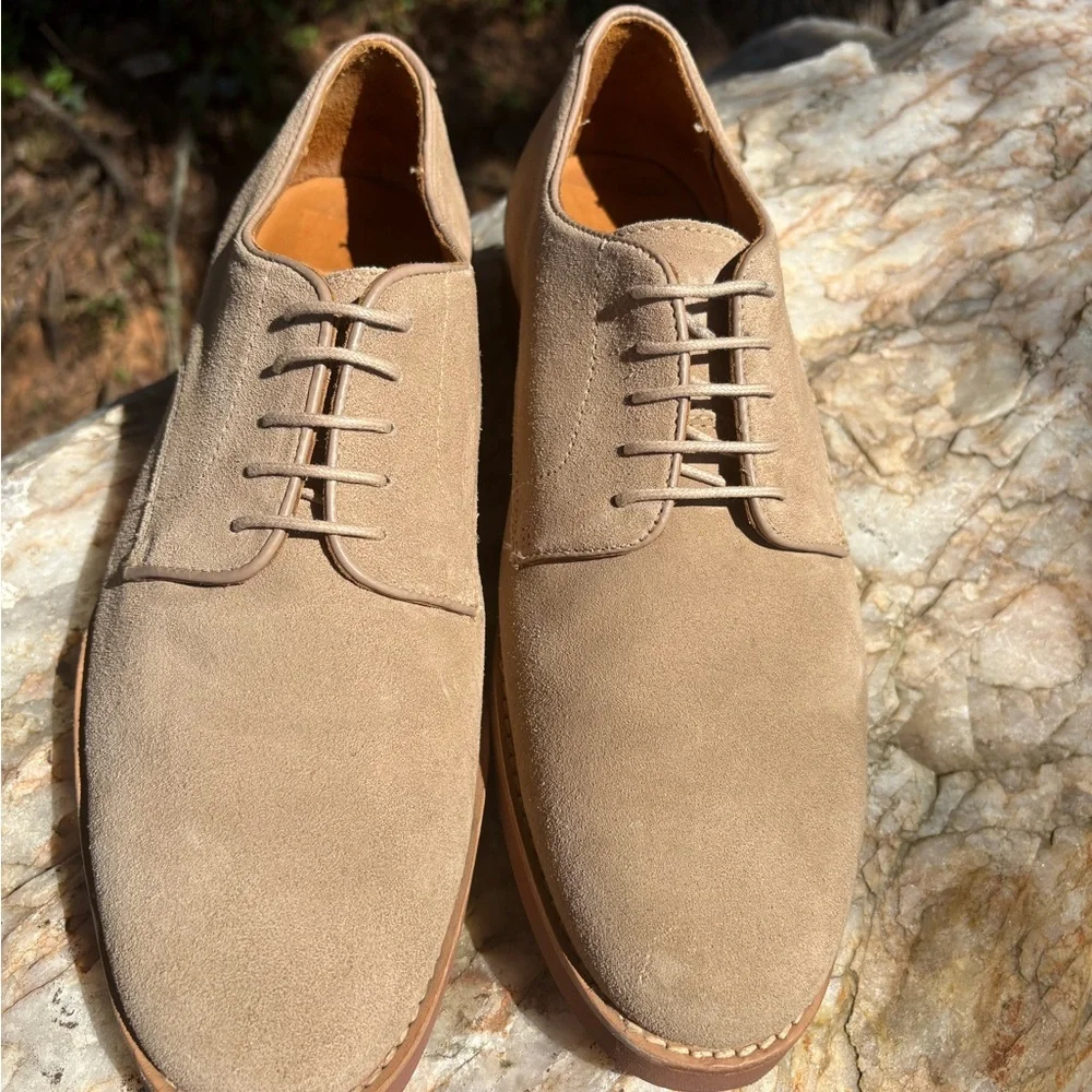 Men's Tan Suede Oxford Shoes - Picture 1 of 7